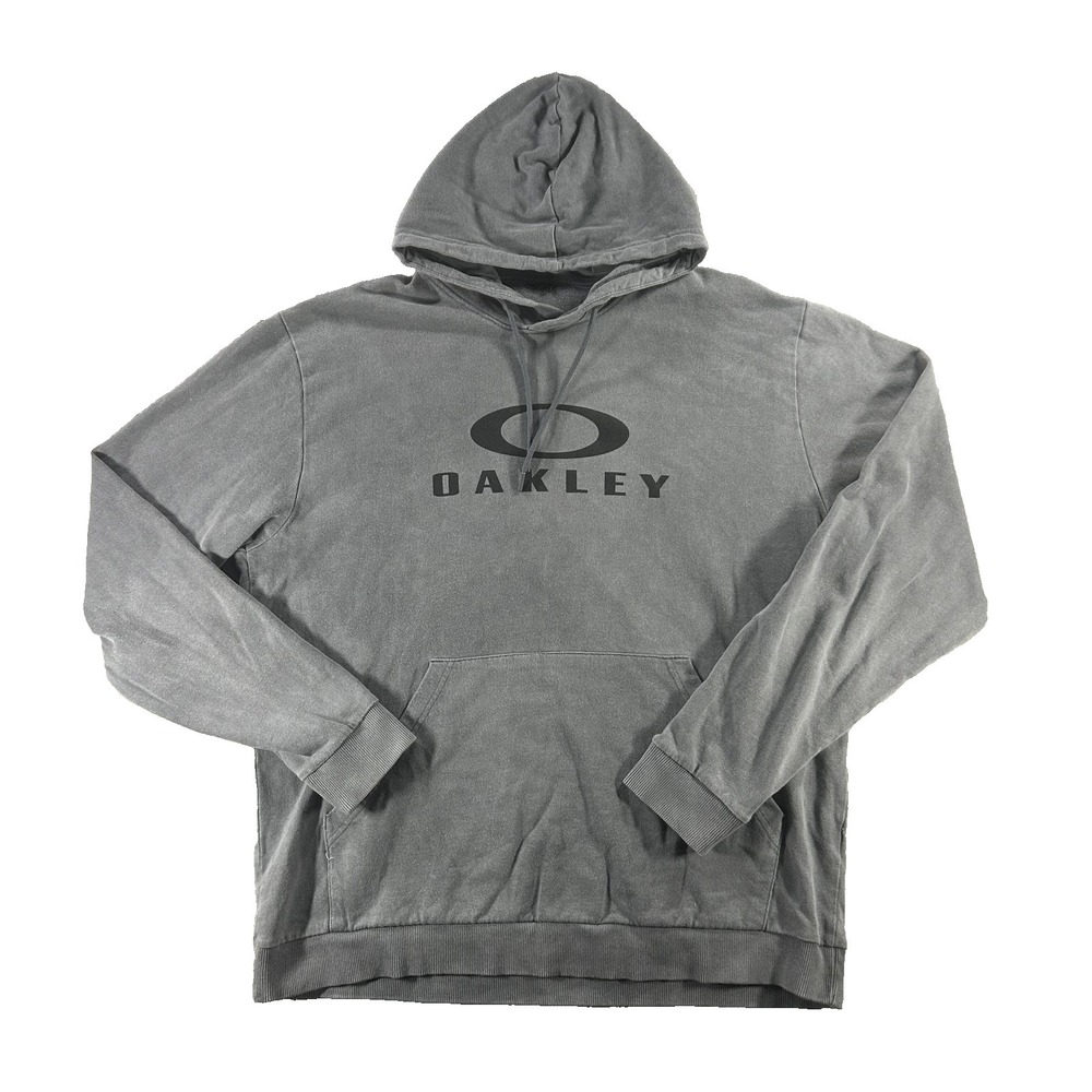 Oakley Hoodie Mens Large Gray Fleece Pullover Logo Graphic Sweatshirt Casual